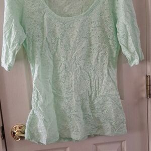 Express Green Fitted Blouse with 3/4 Sleeves